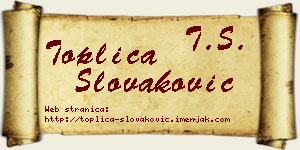 Toplica Slovaković vizit kartica